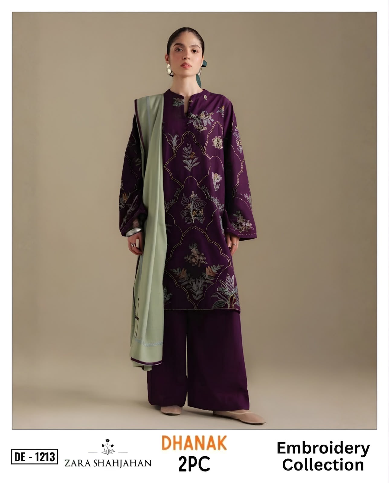Dhanak embroidered luxury unstitched 2pc suit